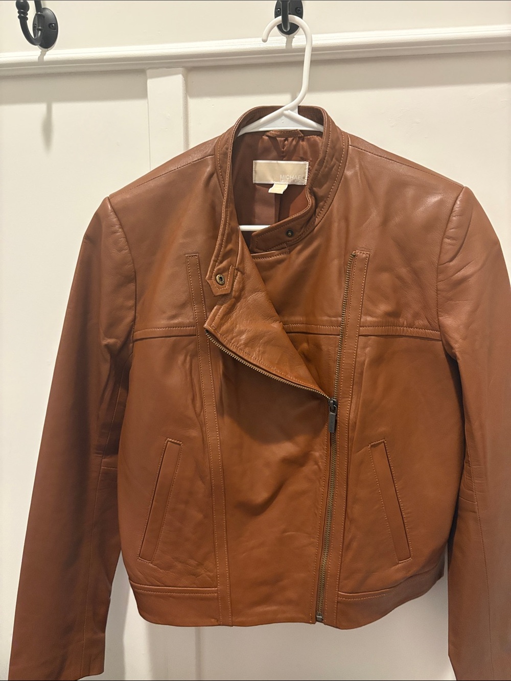 Women’s Michael Kors Classic Brown Real Lamb Leather Jacket - Picture 3 of 6